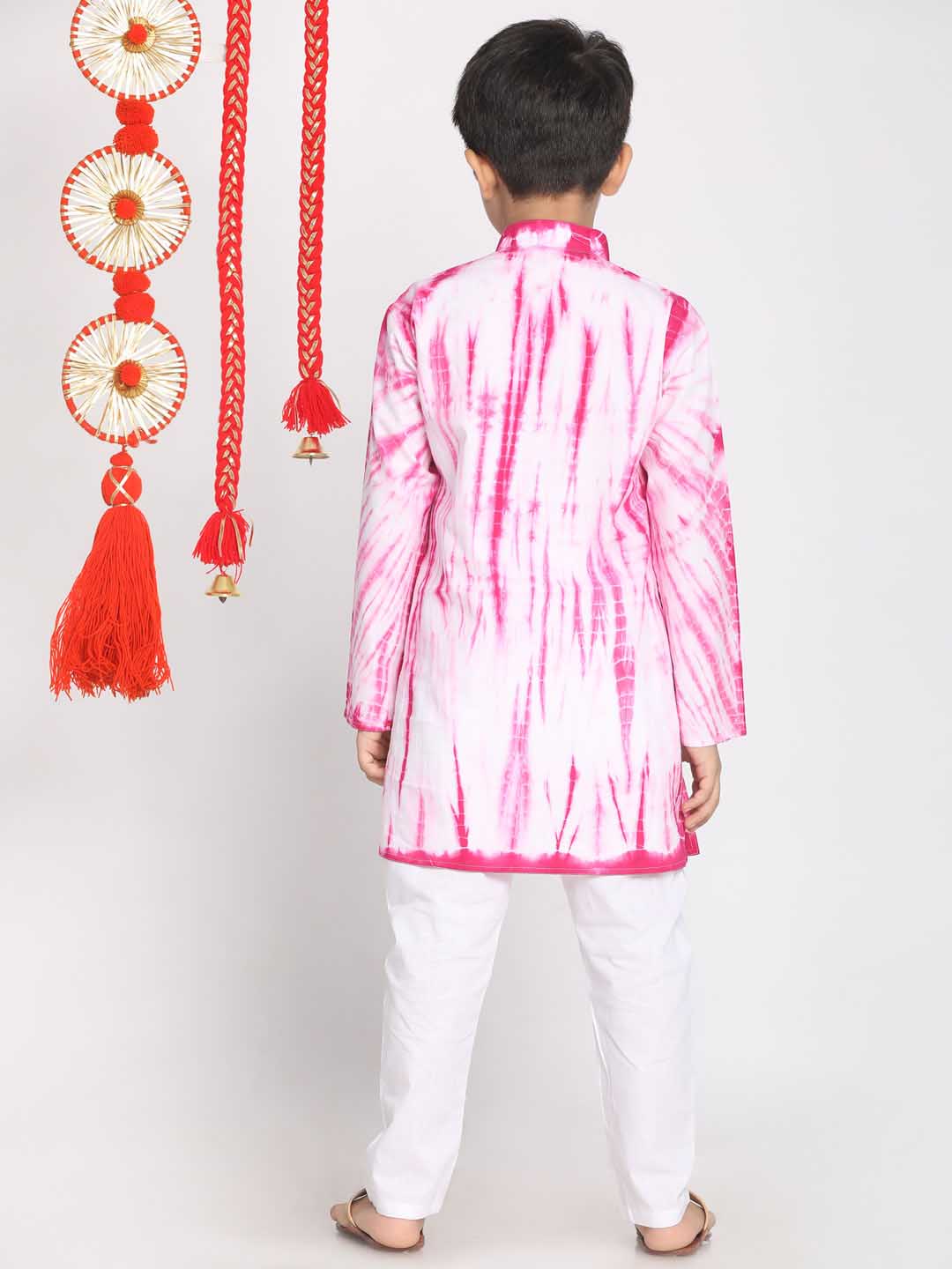 vastramay boys pink and white kurta pyjama set 3