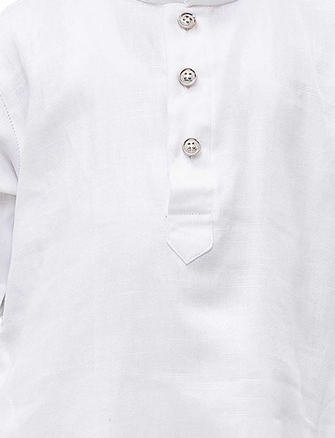 VASTRAMAY Boys' White Cotton Kurta and Pyjama Set - PUSHMYCART