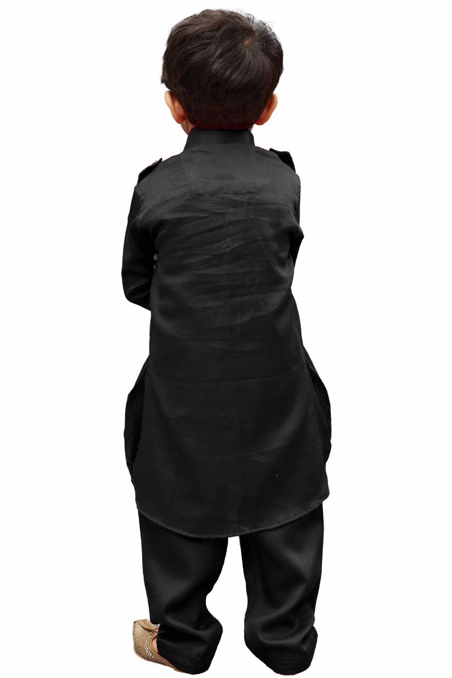 Vastramay Boys' Black Cotton Pathani Kurta - PUSHMYCART