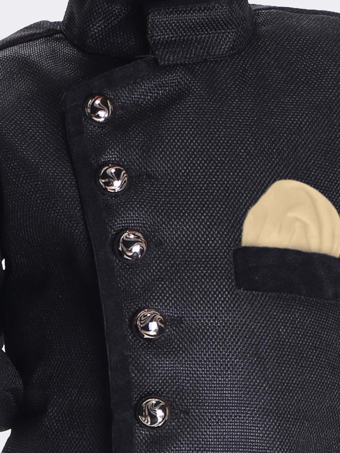 Vastramay Cotton Blend Black Baap Beta Sherwani Set - PUSHMYCART
