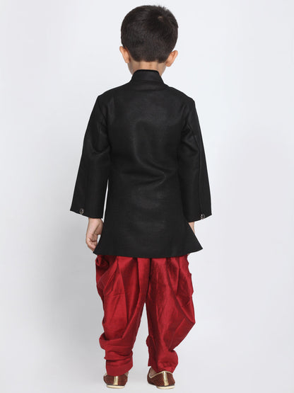 Vastramay Cotton Blend Black Baap Beta Sherwani Set - PUSHMYCART