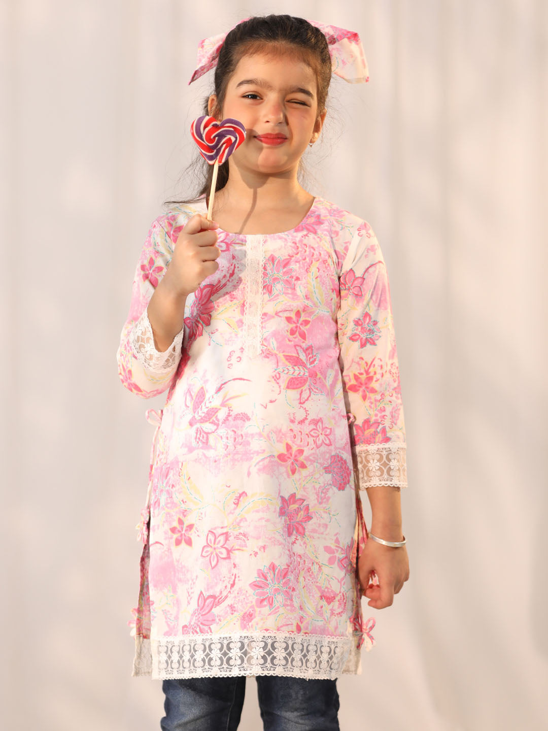 vastramay girls pink only kurta