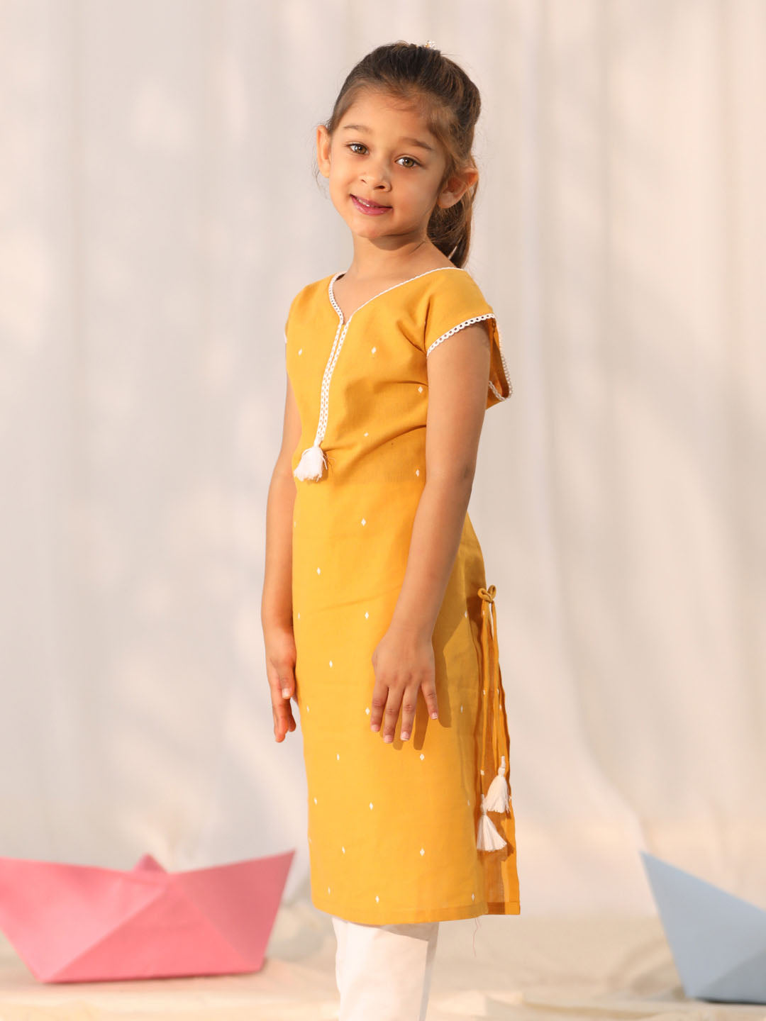 vastramay girls mustard only kurta