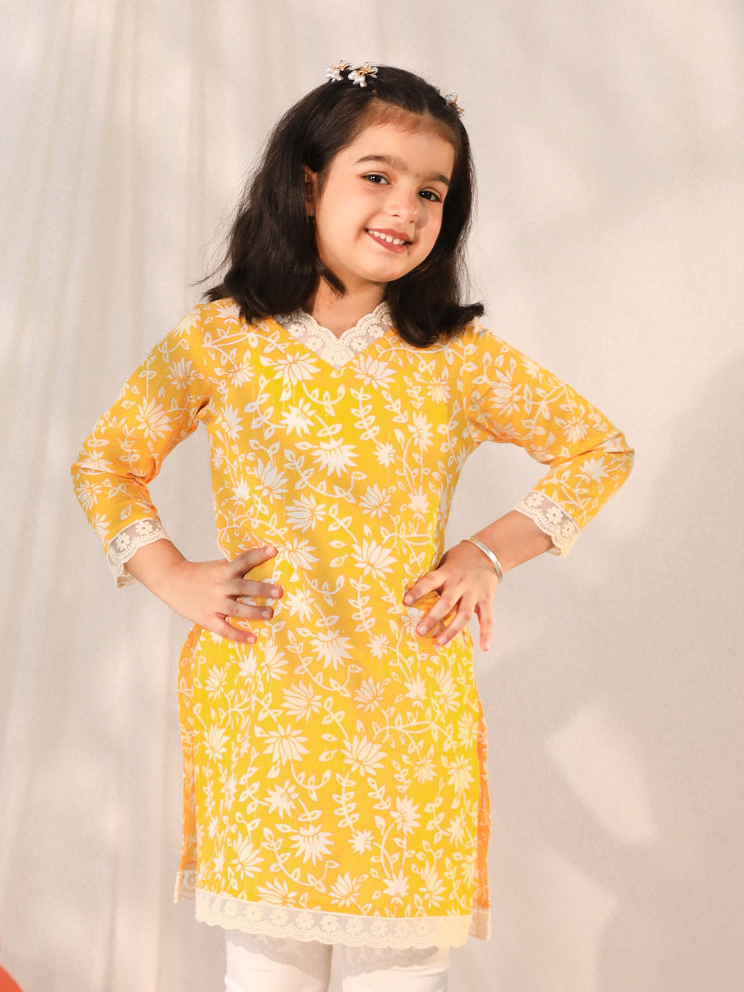 vastramay girls yellow only kurta