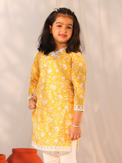 vastramay girls yellow only kurta