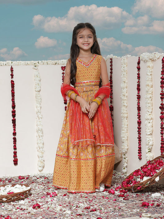vastramay girls floral printed lehenga choli with dupatta