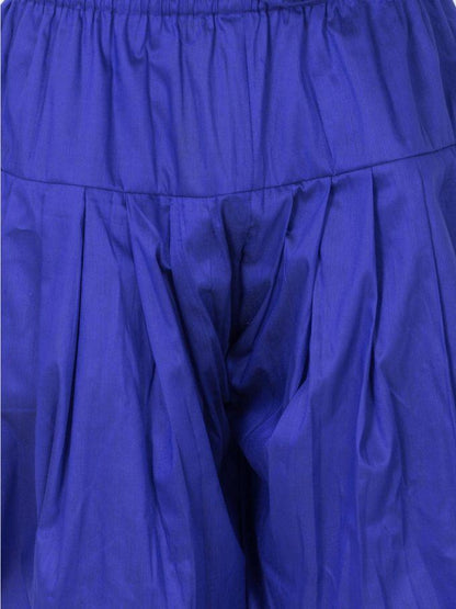 VASTRAMAY Men's Blue Cotton Silk Blend Dhoti - PUSHMYCART