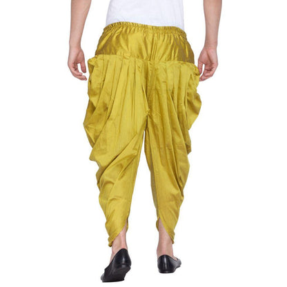 VASTRAMAY Men's Green Cotton Silk Blend Dhoti - PUSHMYCART