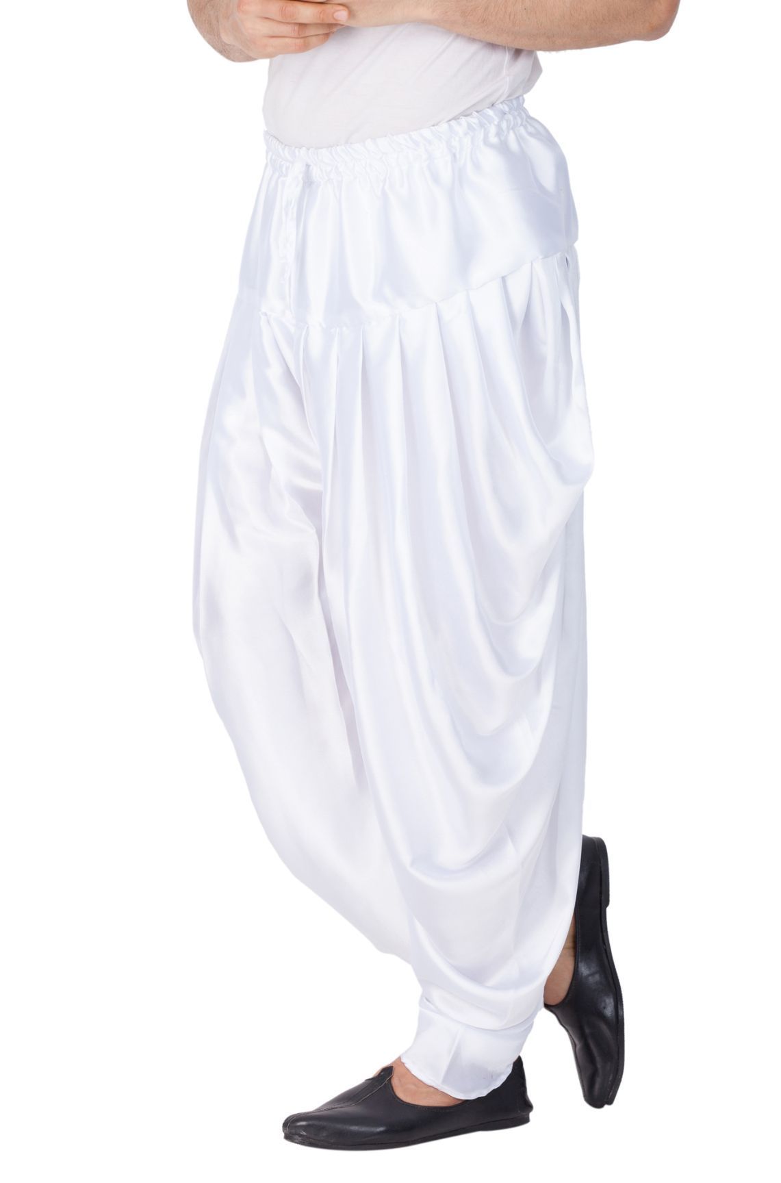 VASTRAMAY Men's White Satin Dhoti - PUSHMYCART