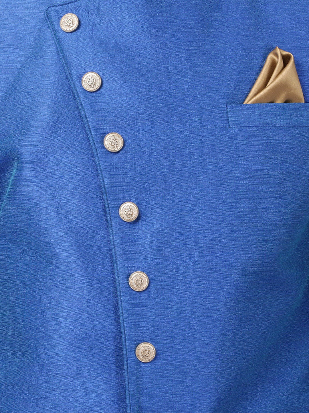 VM By VASTRAMAY Men's Blue Silk Blend Sherwani Set - PUSHMYCART