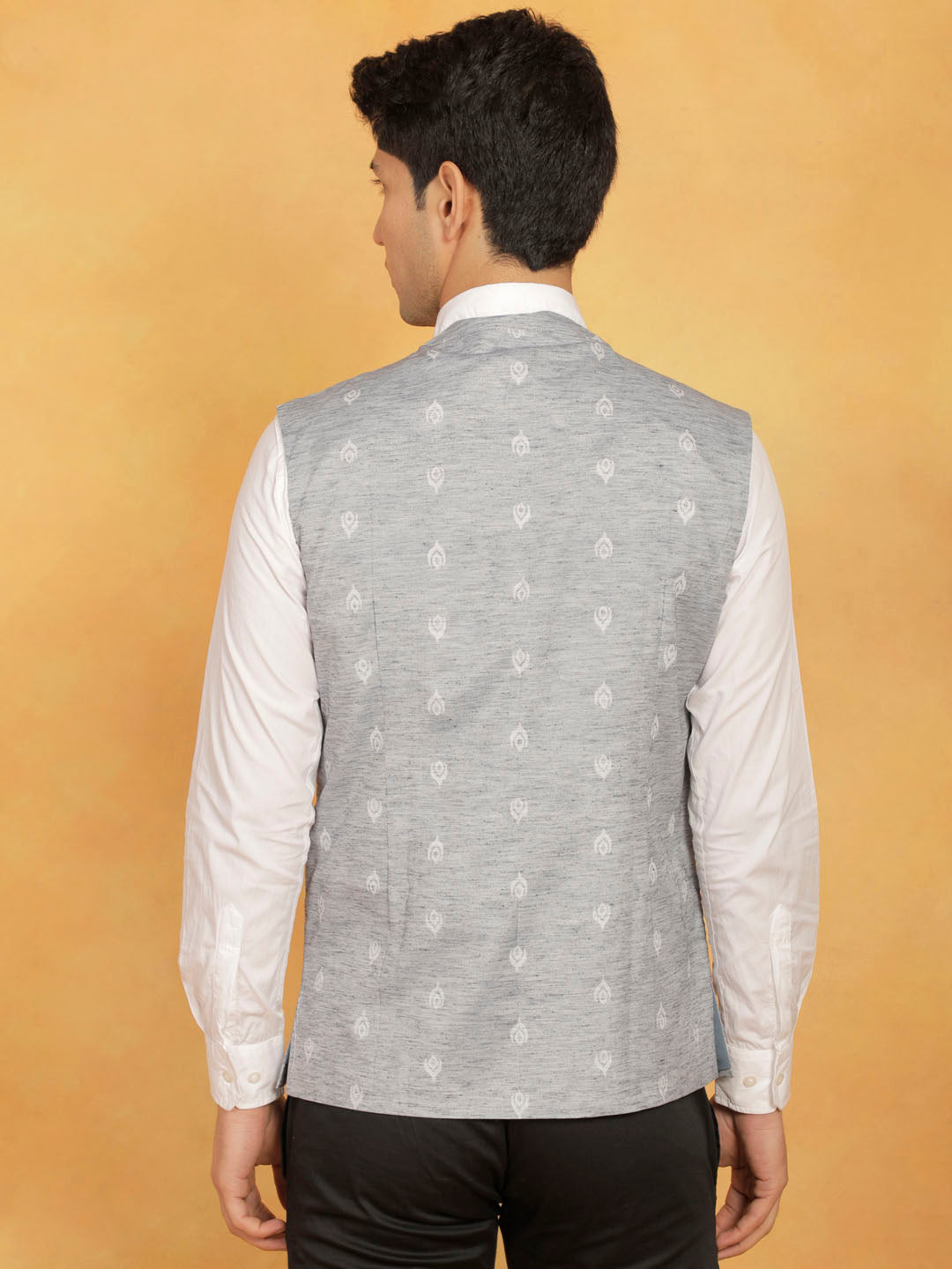 vastramay mens grey cotton nehru jacket 1