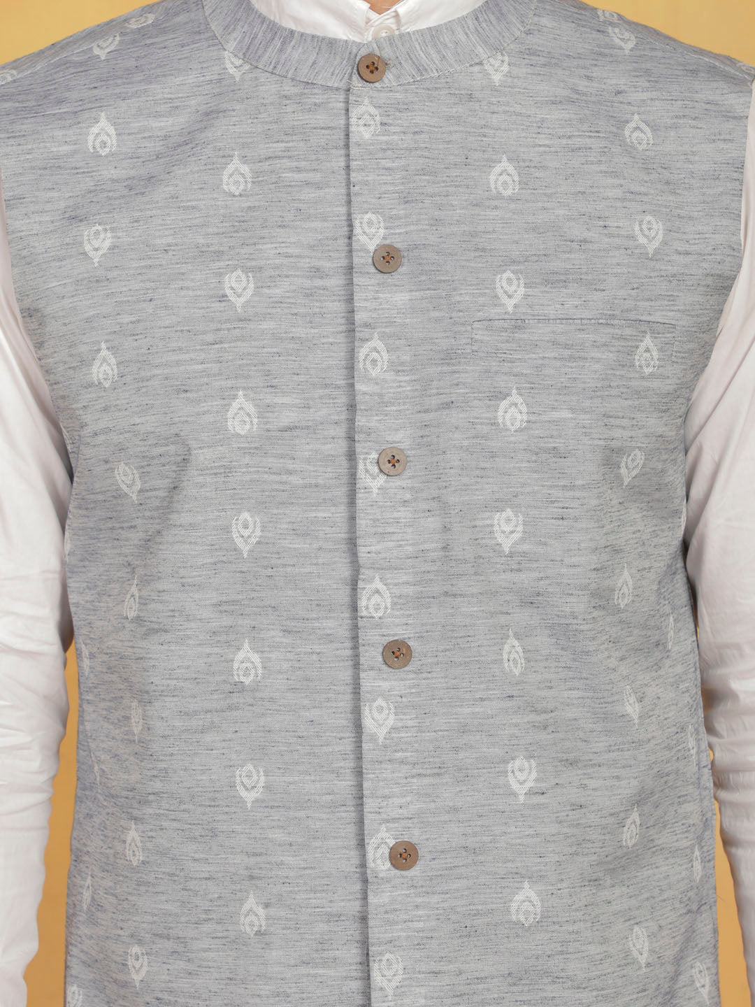 vastramay mens grey cotton nehru jacket 1