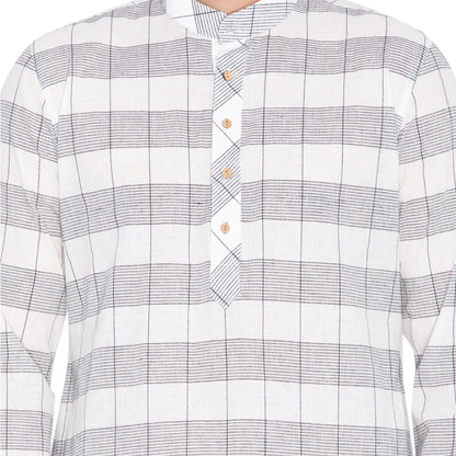 Vastramay Men's White Cotton Kurta and Pyjama Set - PUSHMYCART
