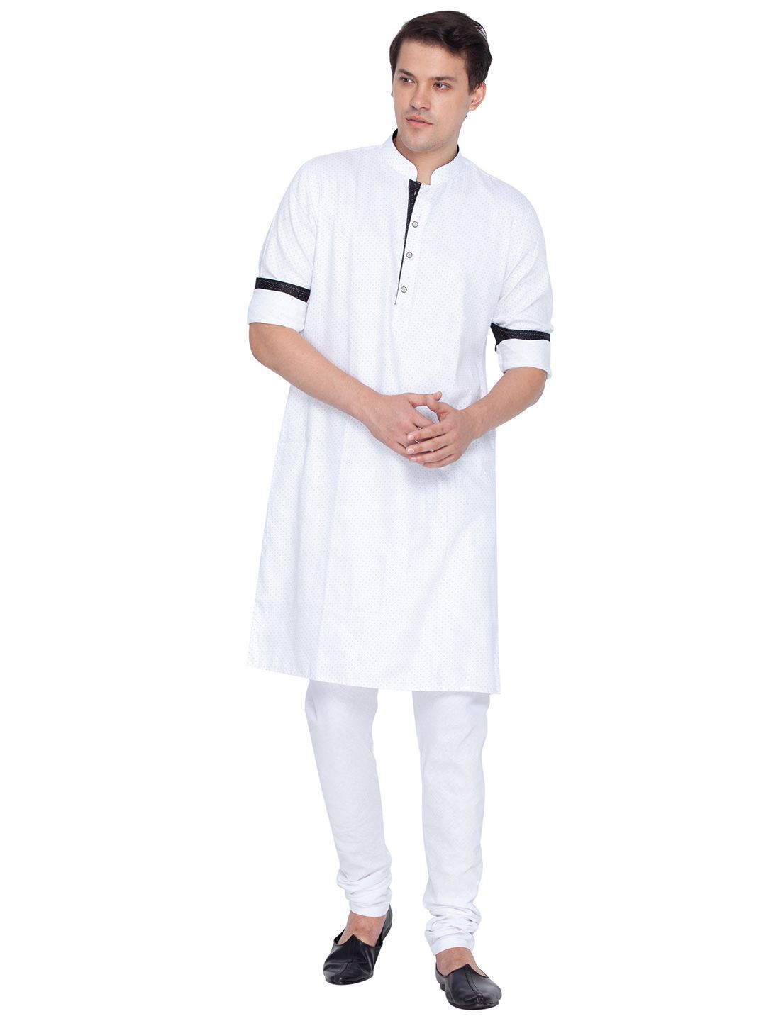 VASTRAMAY Men's White Cotton Kurta And Pyjama Set