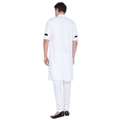 Vastramay Men's White Cotton Kurta and Pyjama Set - PUSHMYCART