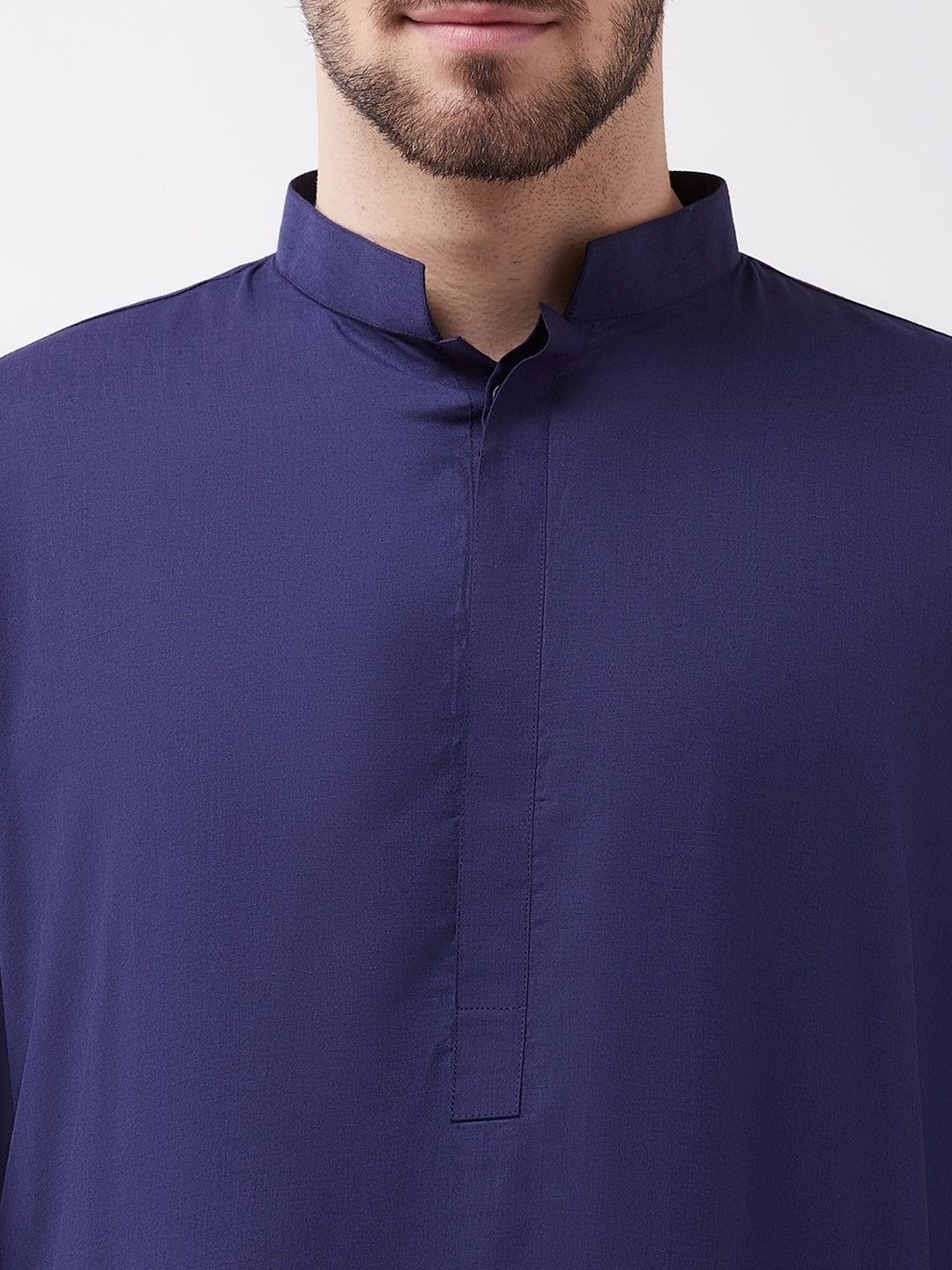 Vastramay Men's Blue Cotton Blend Kurta and Pyjama Set - PUSHMYCART