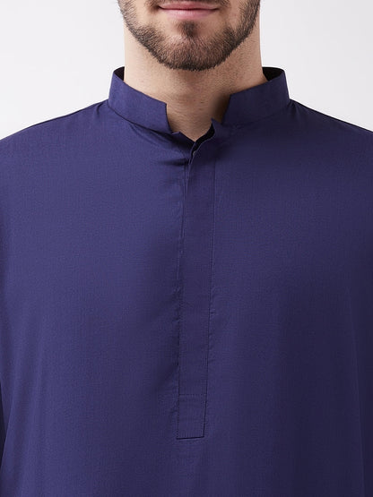 Vastramay Men's Blue Cotton Blend Kurta and Pyjama Set - PUSHMYCART