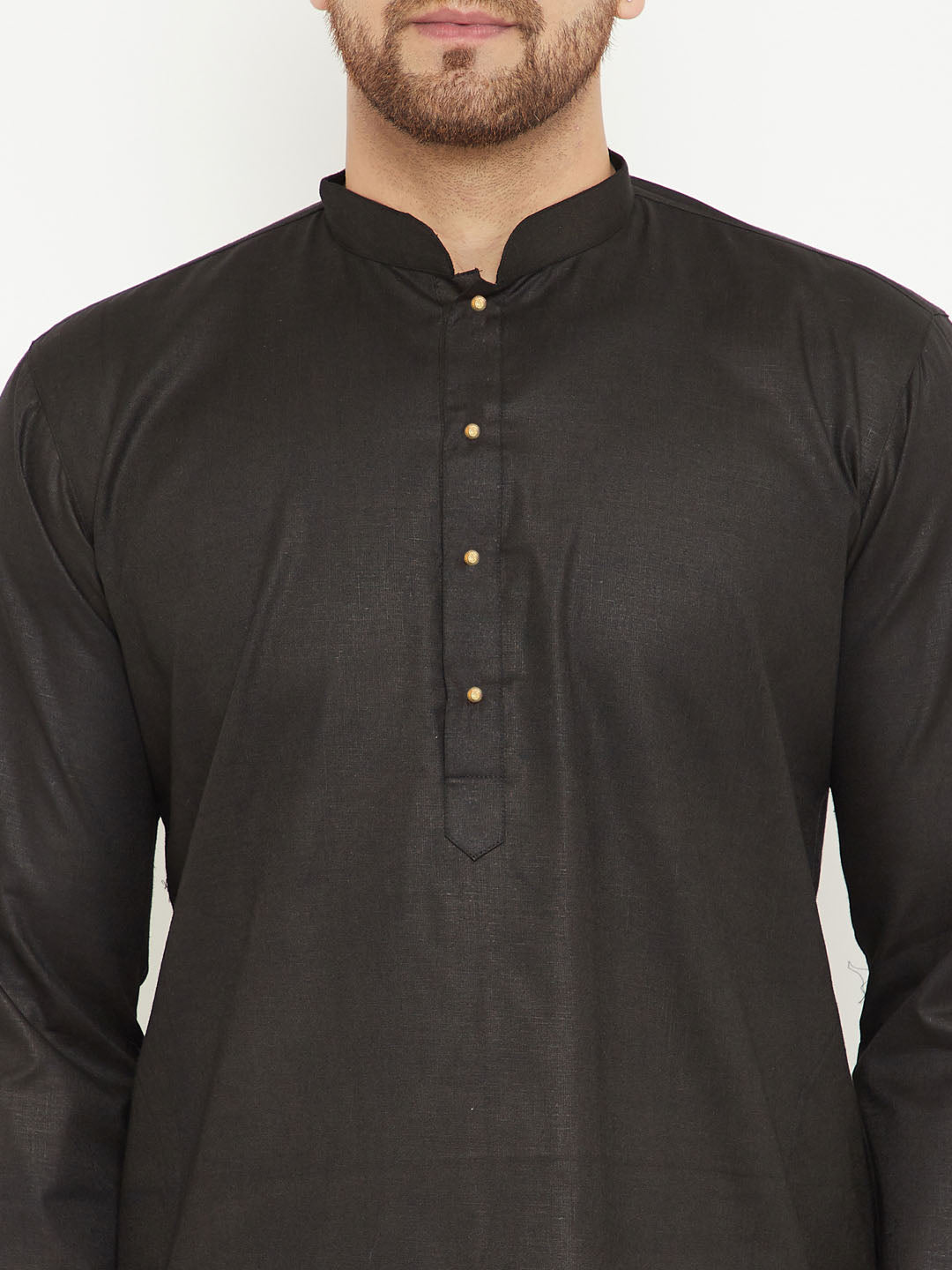 vastramay mens black cotton blend kurta