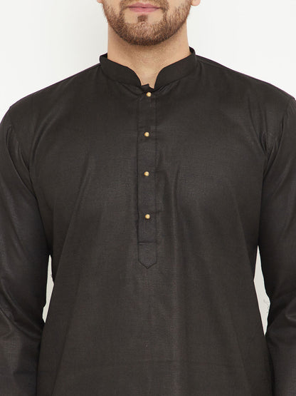 vastramay mens black cotton blend kurta