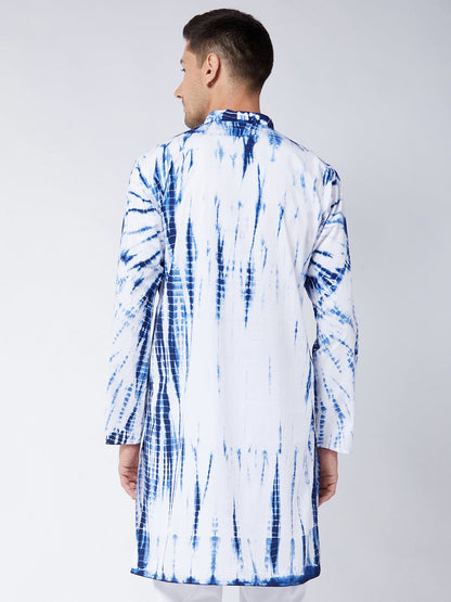 mens blue and white kurta pyjama set
