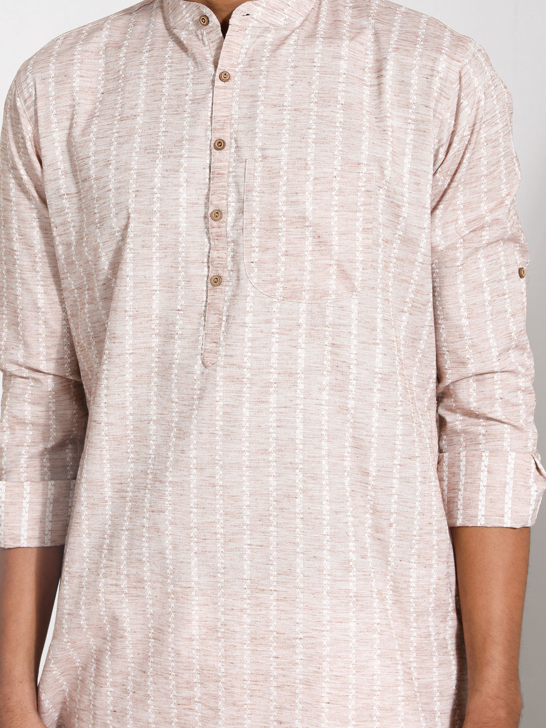 vastramay mens beige cotton kurta 1