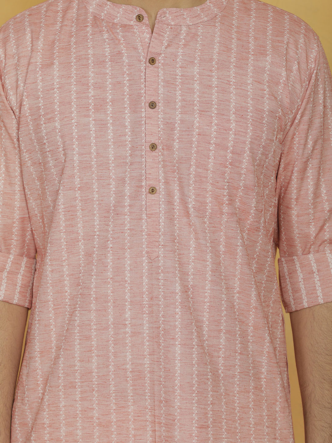 vastramay mens pink cotton kurta 1