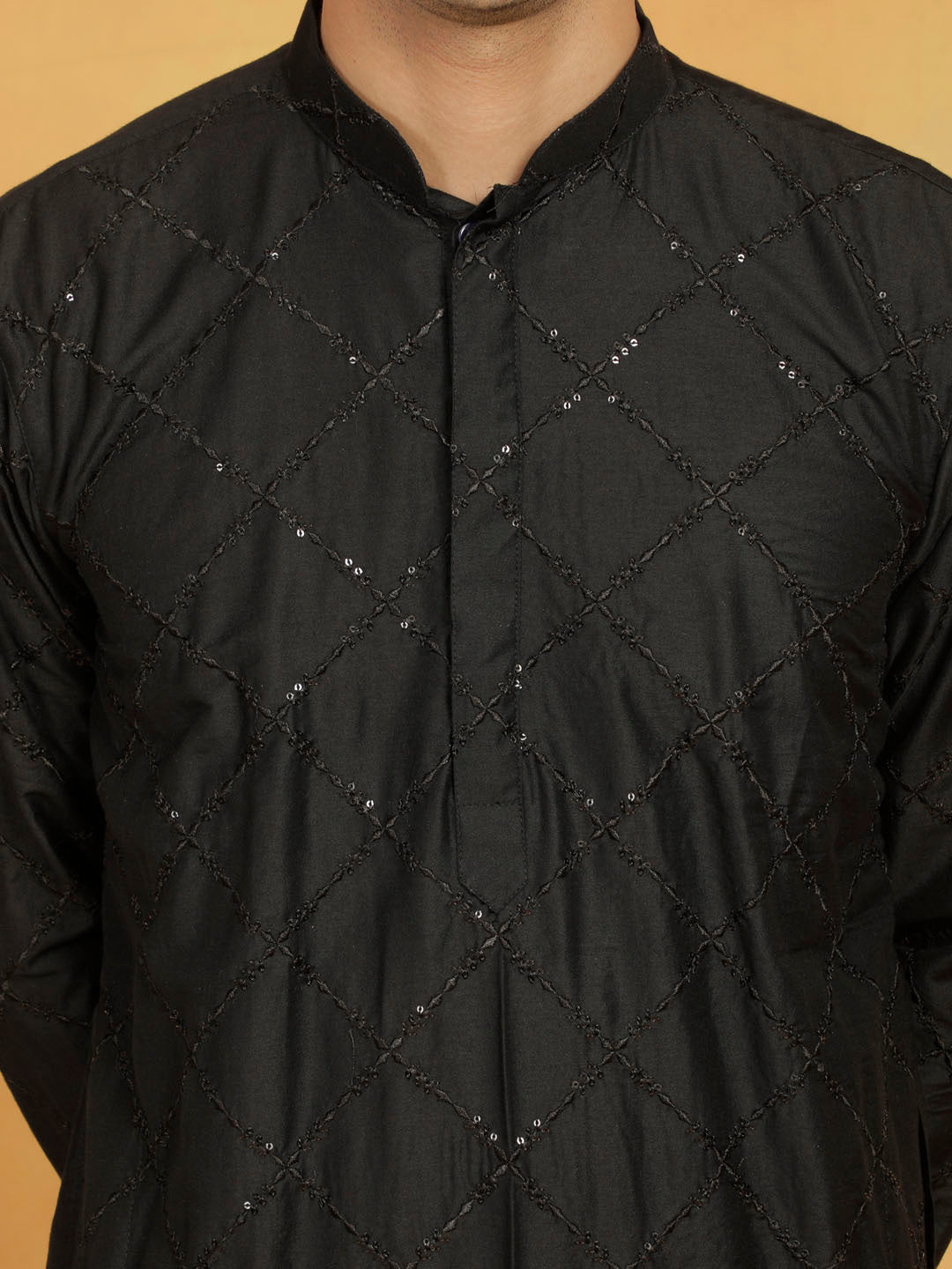 vastramay mens black viscose kurta