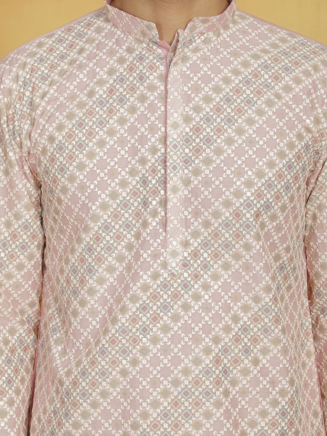vastramay mens pink maslin kurta