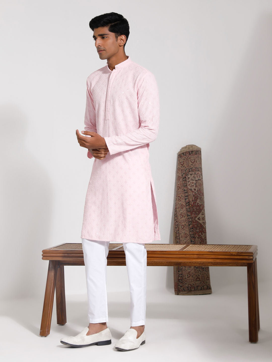 vastramay mens pink rayon kurta and pyjama set