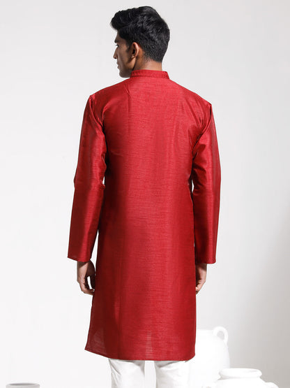 vastramay mens maroon dupion silk kurta