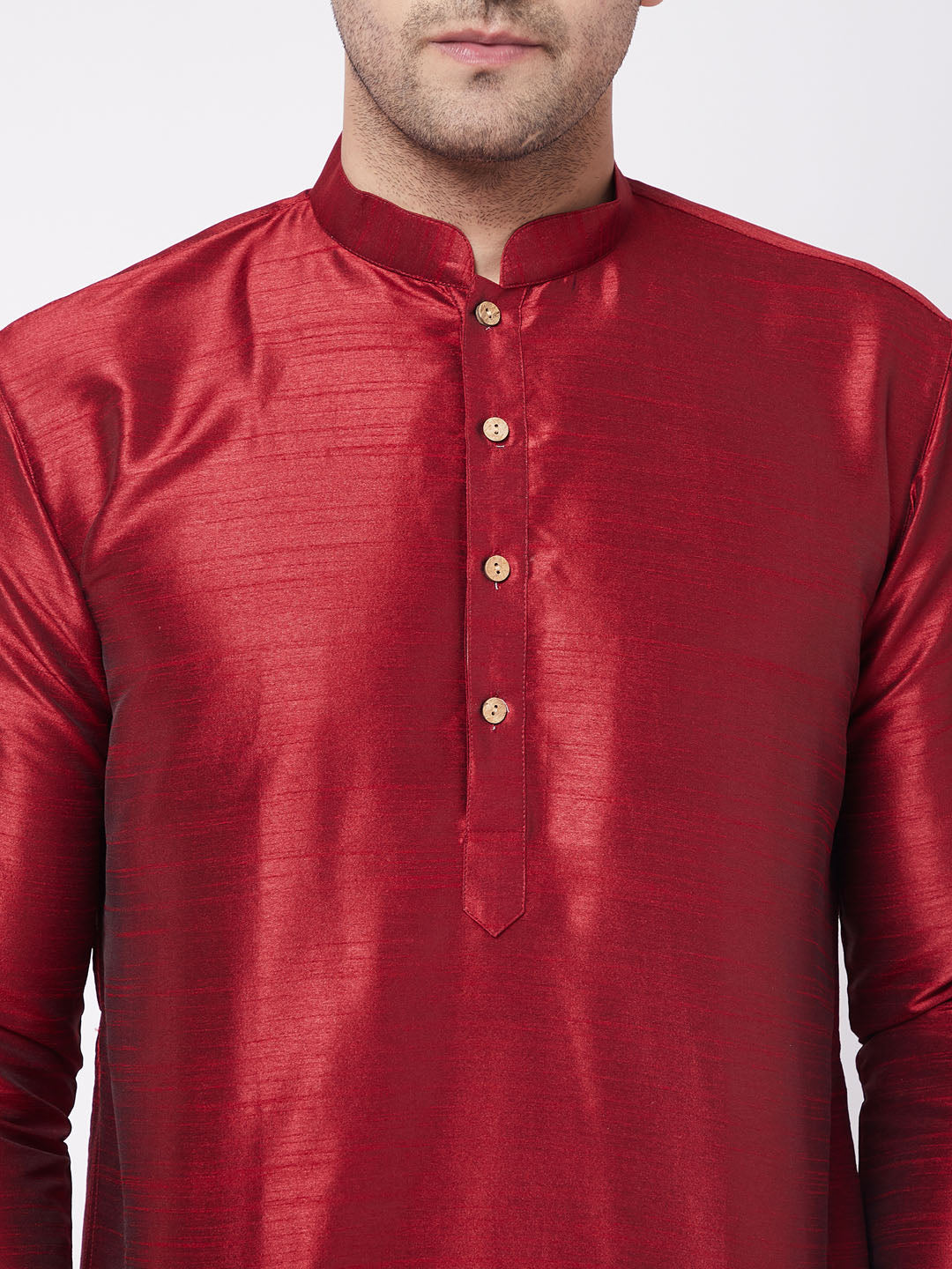 Vastramay Men's Maroon Silk Blend Kurta And Dhoti Set - PUSHMYCART