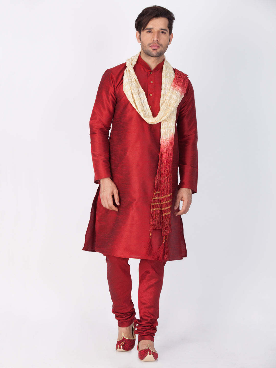 vastramay pure handloom cotton purple and white baap beta kurta pyjama set 3