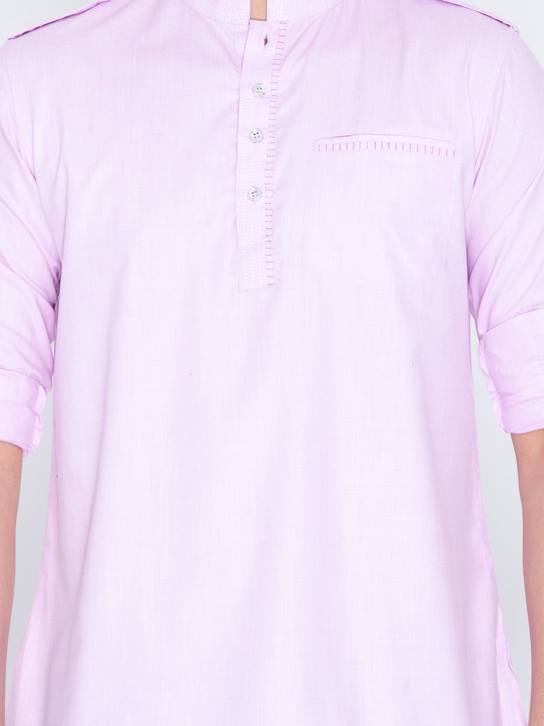 VASTRAMAY Men's Pink Cotton Short Kurta - PUSHMYCART
