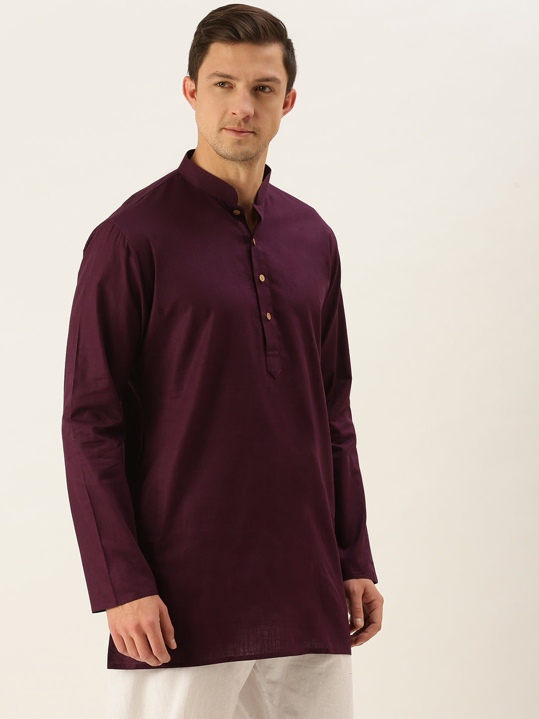 Vastramay Men's Purple Cotton Kurta - PUSHMYCART