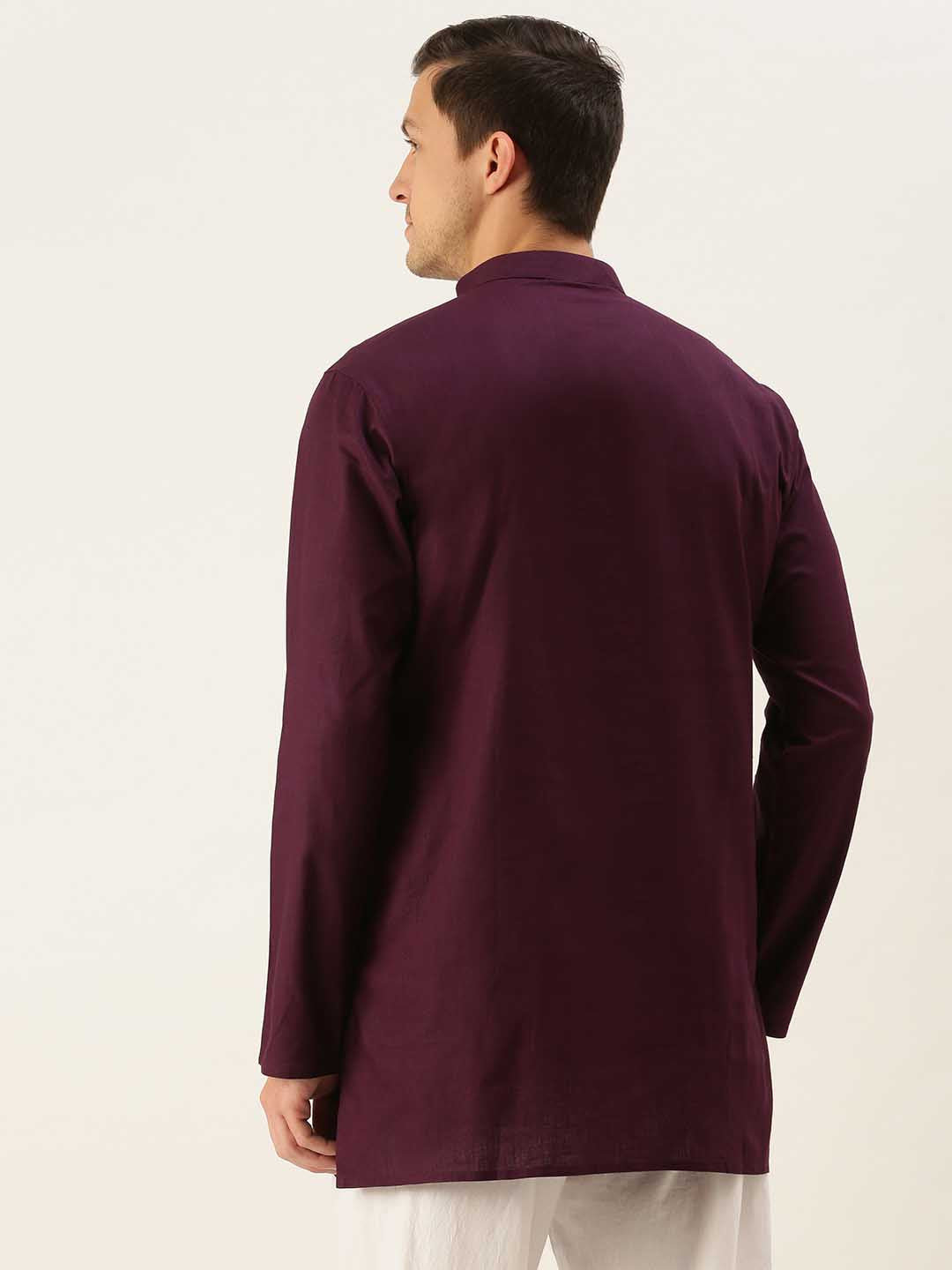 Vastramay Men's Purple Cotton Kurta - PUSHMYCART