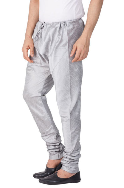 Vastramay Men's Grey Cotton Silk Blend Pyjama - PUSHMYCART