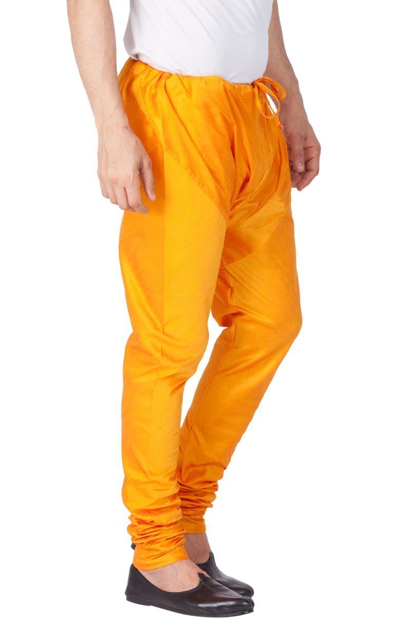 Vastramay Men's Orange Cotton Silk Blend Pyjama - PUSHMYCART