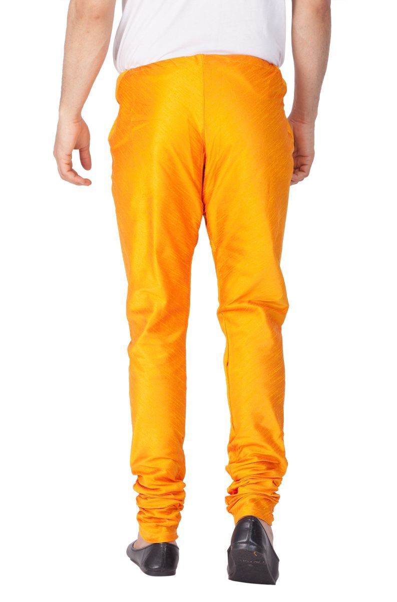 Vastramay Men's Orange Cotton Silk Blend Pyjama - PUSHMYCART