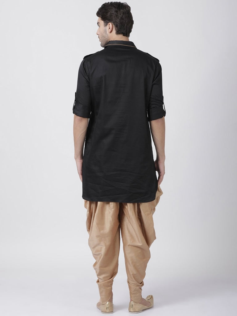 mens black cotton blend pathani suit set151