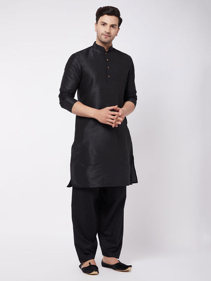 Vastramay Men's Black Cotton Blend Salwar - PUSHMYCART