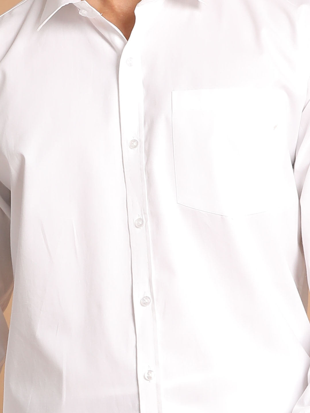 Vastramay Men's White Pure Cotton Shirt And Mundu Set - PUSHMYCART