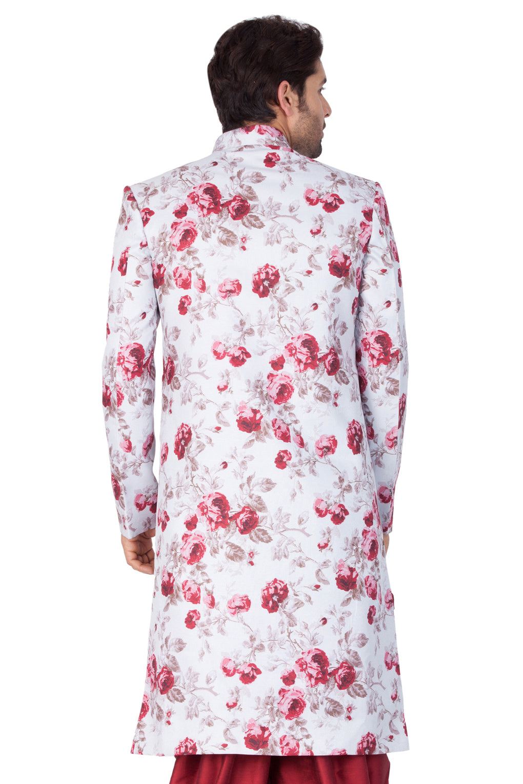 Vastramay Men's Multicolor Cotton Blend Sherwani Only Top - PUSHMYCART