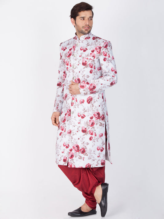 VASTRAMAY Men's Multicolor Cotton Blend Sherwani Set - PUSHMYCART