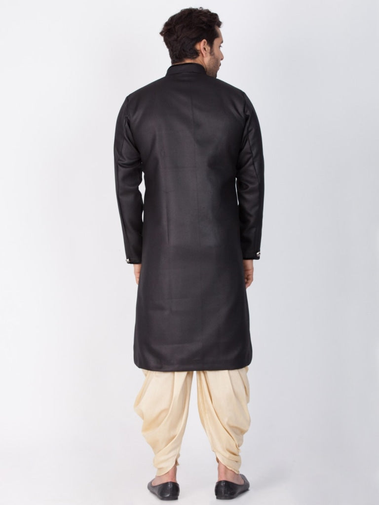 Vastramay Cotton Blend Black Baap Beta Sherwani Set - PUSHMYCART