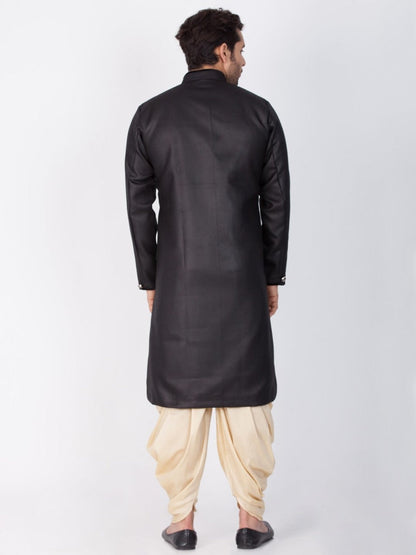 Vastramay Cotton Blend Black Baap Beta Sherwani Set - PUSHMYCART