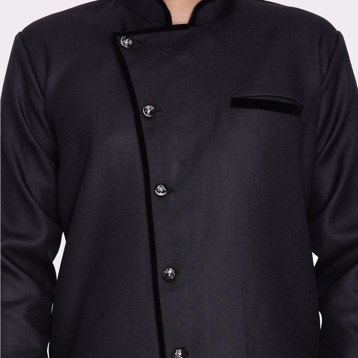 mens black cotton silk blend sherwani only top75