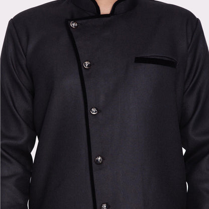 mens black cotton silk blend sherwani only top75