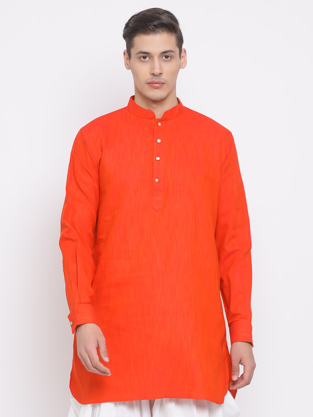 mens red cotton blend kurta