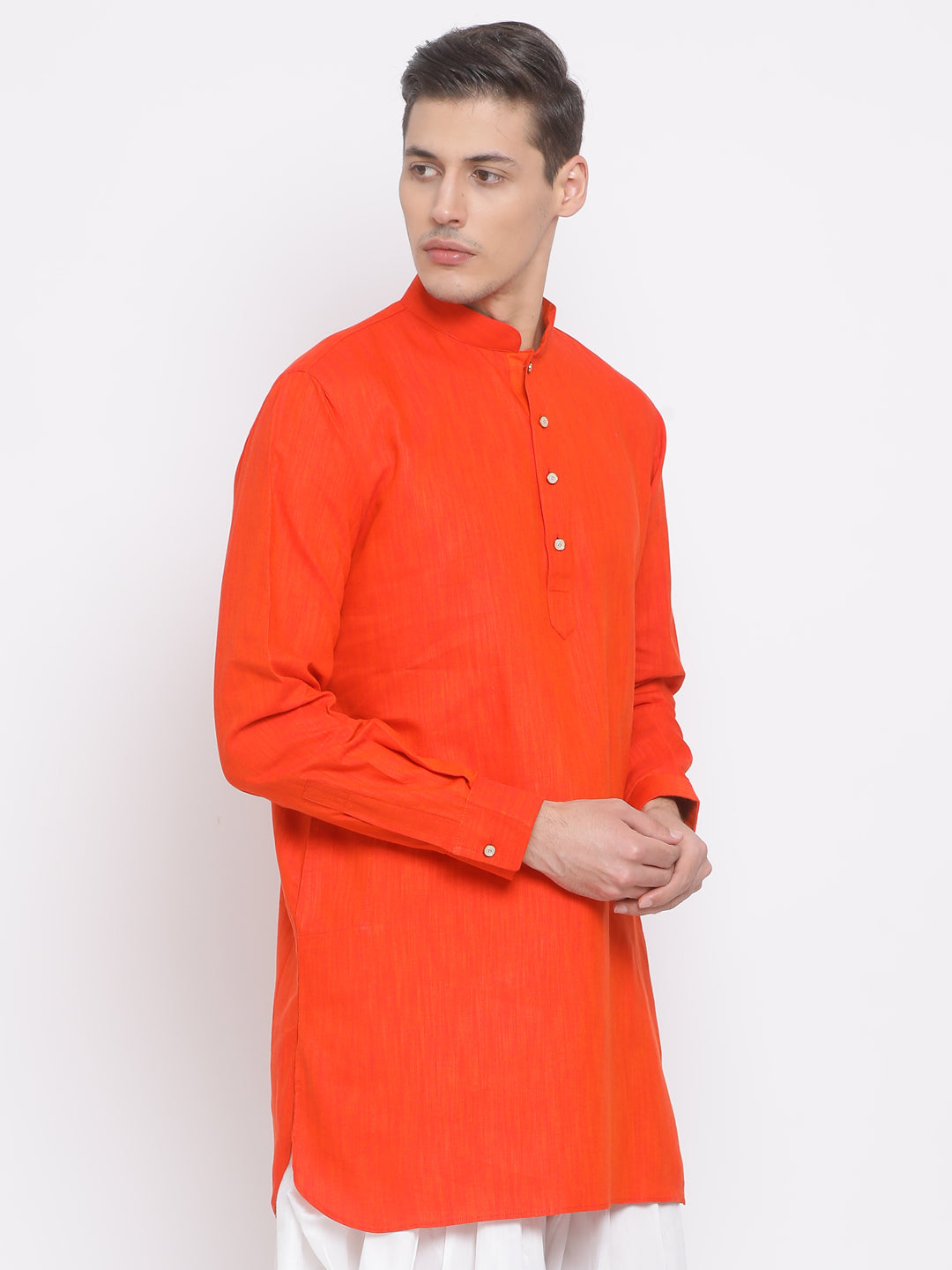 mens red cotton blend kurta