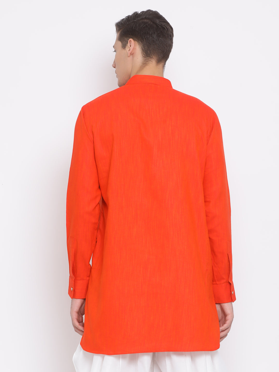 mens red cotton blend kurta